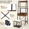 Costway Vanity Table Set Flip Top Mirror Ladder Storage Shelf Cushioned Stool Rustic